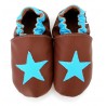Chaussons Cuir Souple Etoile Bleue