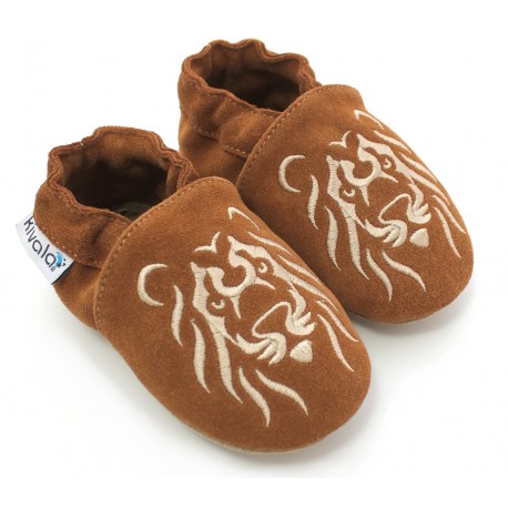 Chaussons cuir souple Lion