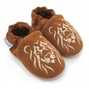 Chaussons cuir souple Lion