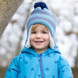 Bonnet + Moufles coton bio Bleu