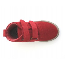Boots laine cuir rouge