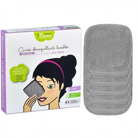 10 Carrés démaquillants lavables Gris
