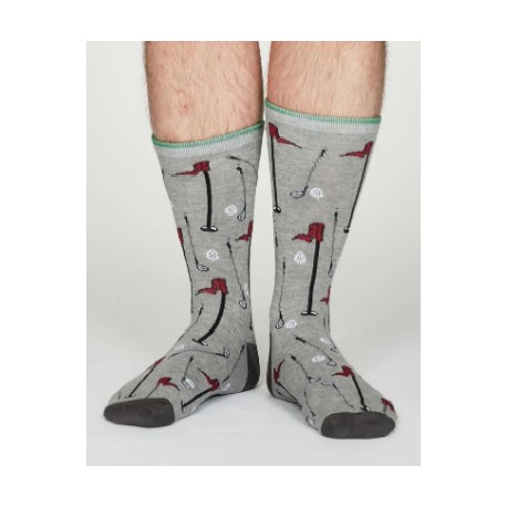 Chaussettes bambou à motif Golf gris foncé