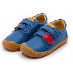 Chaussures souples cuir bleu scratch rouge
