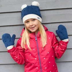 Bonnet et mitaines coton bio &agrave; pompon