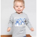Tee-shirt coton bio gris chiné Pingouins