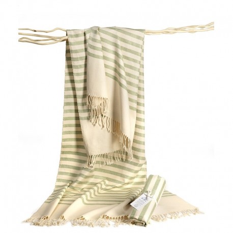 Fouta coton Rayée Verte