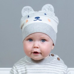 Pack Bonnet + Moufles coton bio Ourson