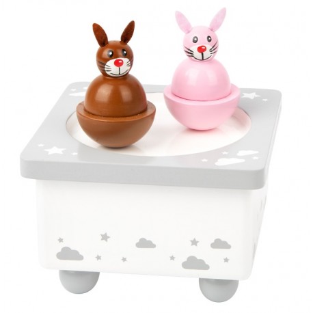Boite musique bois Lapins