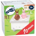 Boite musique bois Lapins