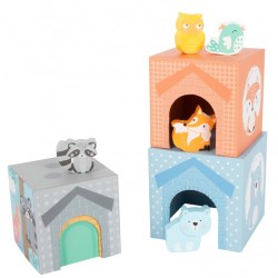 Cube carton & Animaux bois