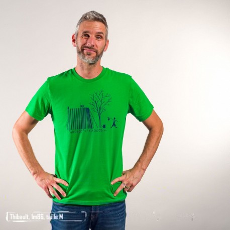 Tee-shirt coton bio Code Bar(b)re Vert Vif
