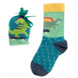Pochette cadeau chaussettes coton bio Dino