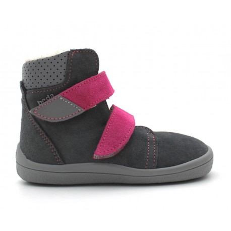 Bottines fourrées gris-rose