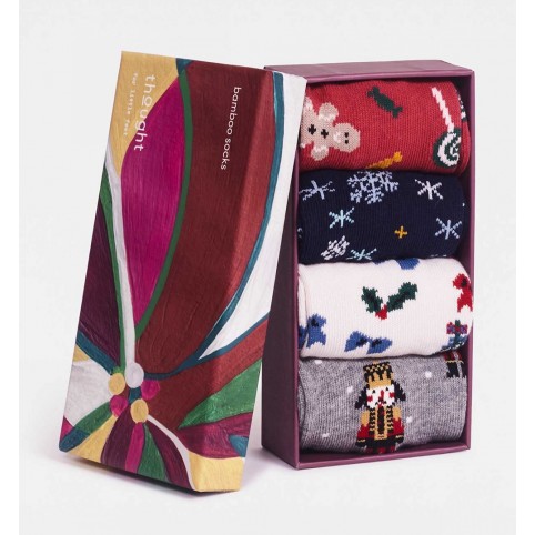 Coffret 4 paires chaussettes bambou No&euml;l