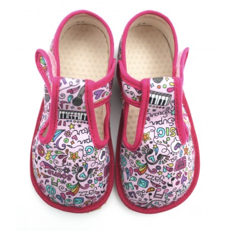 Chaussons souples textile Music