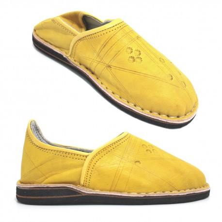 Babouches Cuir Jaune