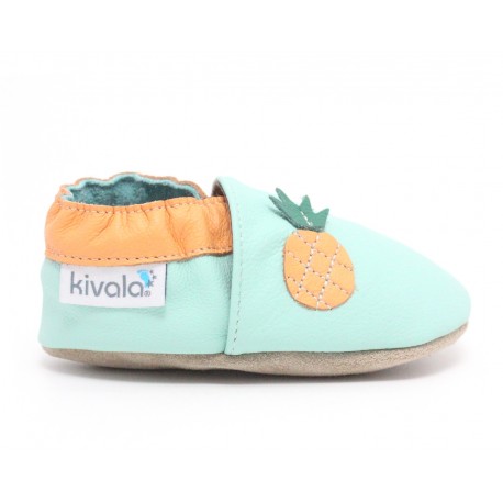 Chaussons cuir souple Ananas