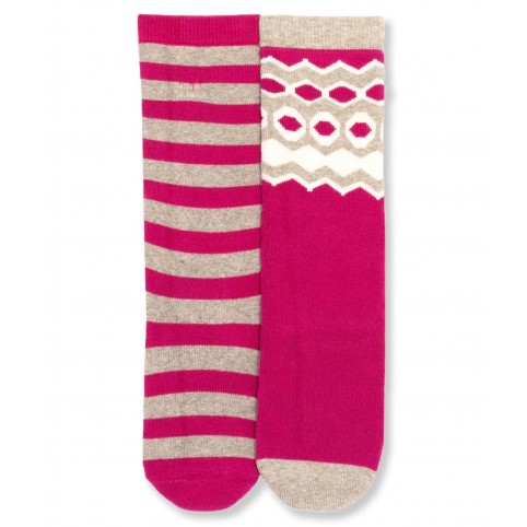 Lot 2 paires chaussettes hautes chaudes coton bio Cosy Pink