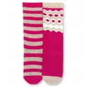 Lot 2 paires chaussettes hautes chaudes coton bio Cosy Pink