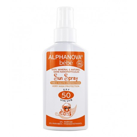 Crème solaire bébé alphanova SPF 50+ spray 125gr