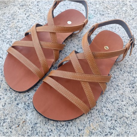 Sandales barefoot vegan Delfos Camel