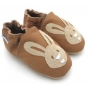 Chaussons Cuir Souple Lapin camel