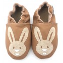 Chaussons Cuir Souple Lapin camel