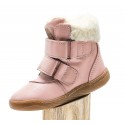 Bottines cuir fourrées laine Pink