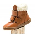 Bottines cuir fourrées laine Brown