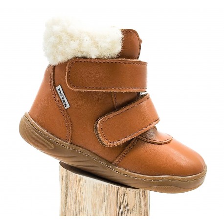 Bottines cuir fourrées laine Brown