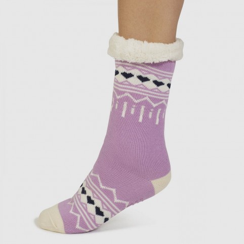 Chaussons chaussettes coton bio Lilas
