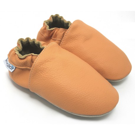 Chaussons cuir souple Abricot