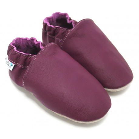 Chaussons cuir souple Myrtille