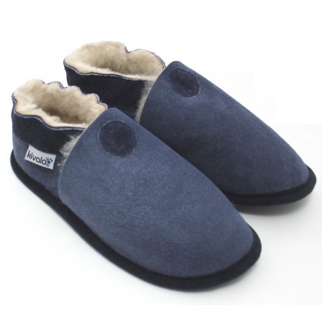 Chaussons souples fourres laine Perfection Denim
