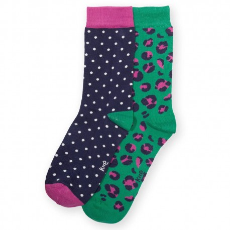 Lot 2 paires coton bio chaussettes Léopard