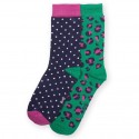 Lot 2 paires coton bio chaussettes Léopard