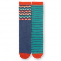 Lot 2 paires chaussettes hautes chaudes coton bio Zig-Zag