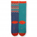 Lot 2 paires chaussettes hautes chaudes coton bio Zig-Zag