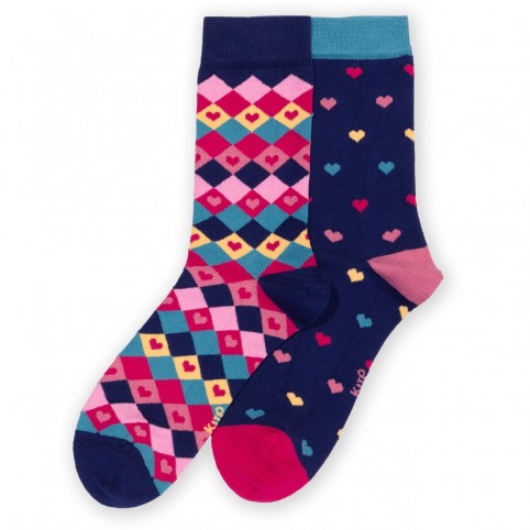 Lot 2 paires coton bio chaussettes Diamond Heart