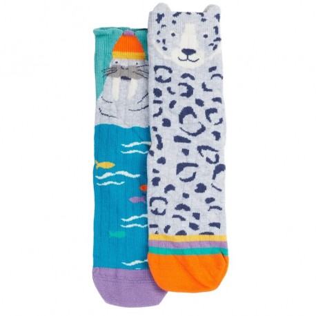 Lot 2 paires chaussettes coton bio Léopard
