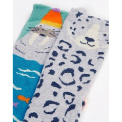 Lot 2 paires chaussettes coton bio L&eacute;opard