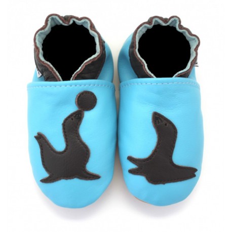 chaussons en cuir souple otarie
