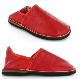 babouches cuir rouge