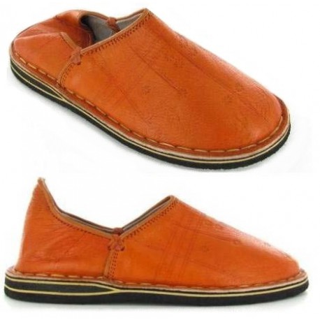 babouches cuir oranges