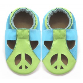 chaussons en cuir souple peace and love