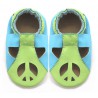 chaussons en cuir souple peace and love