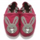 Chaussons Cuir Souple Lapin rose