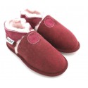 Chaussons souples fourrés laine Bordeau