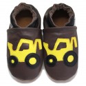 Chaussons Cuir Souple Tractopelle Marron